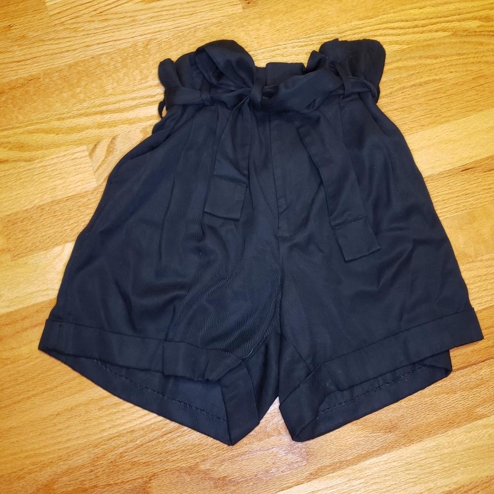 Black paper bag shorts